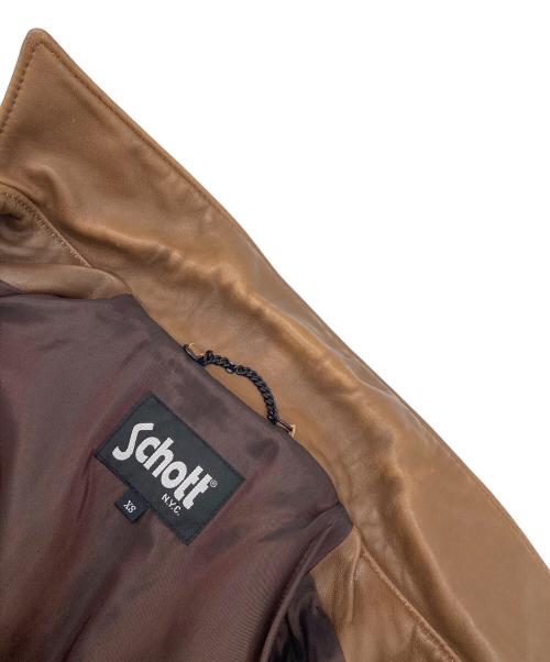 Schott（ショット）Schott (ショット) ラムレザーライダースジャケット　ブラウンレザー　ダブル ブラウン サイズ:XSの古着・服飾アイテム