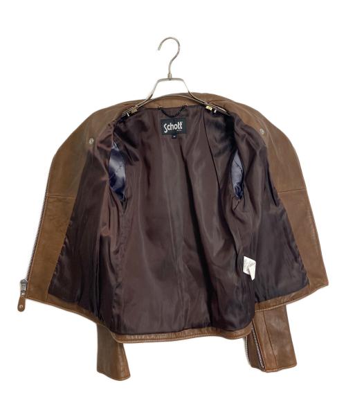 Schott（ショット）Schott (ショット) ラムレザーライダースジャケット　ブラウンレザー　ダブル ブラウン サイズ:XSの古着・服飾アイテム
