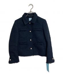 KUMIKYOKU（クミキョク）の古着「ファンシーツイード 2WAYジャケット ノーカラージャケット」｜ネイビー