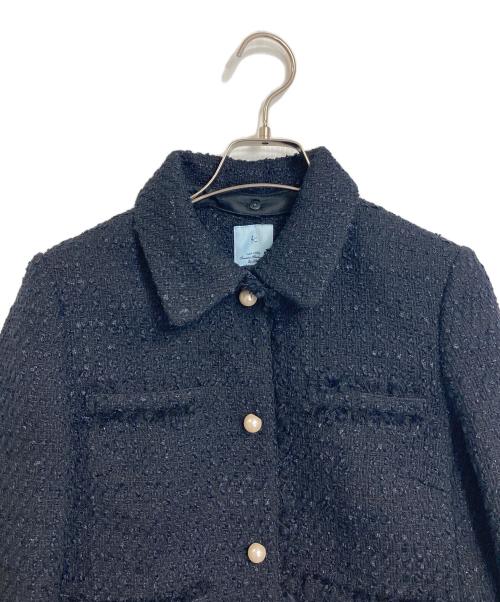 KUMIKYOKU（クミキョク）KUMIKYOKU (クミキョク) ファンシーツイード 2WAYジャケット ノーカラージャケット ネイビー サイズ:S2の古着・服飾アイテム