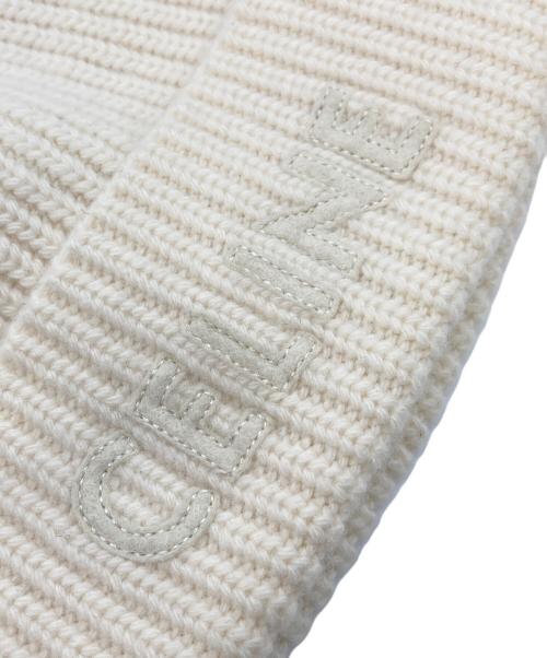 CELINE（セリーヌ）CELINE (セリーヌ) EMBROIDERED KNIT WOOL BEANIE エンブロイダリー ニットウールビーニー ホワイト サイズ:TUの古着・服飾アイテム