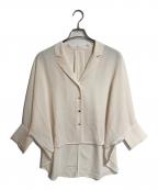 Nobleノーブル）の古着「ゴールドボタンニュアンスシャツ　オフィスカジュアル　セレモニー　日本製」｜アイボリー