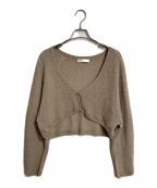 Nobleノーブル）の古着「ペーパーヤーンカノコショートVネックカーディガン　ショートカーディガン　羽織り　日本製」｜ベージュ