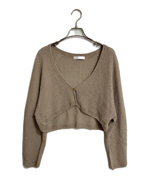 Noble（ノーブル）Noble (ノーブル) ペーパーヤーンカノコショートVネックカーディガン　ショートカーディガン　羽織り　日本製 ベージュ サイズ:実寸参照の古着・服飾アイテム