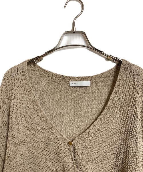 Noble（ノーブル）Noble (ノーブル) ペーパーヤーンカノコショートVネックカーディガン　ショートカーディガン　羽織り　日本製 ベージュ サイズ:実寸参照の古着・服飾アイテム