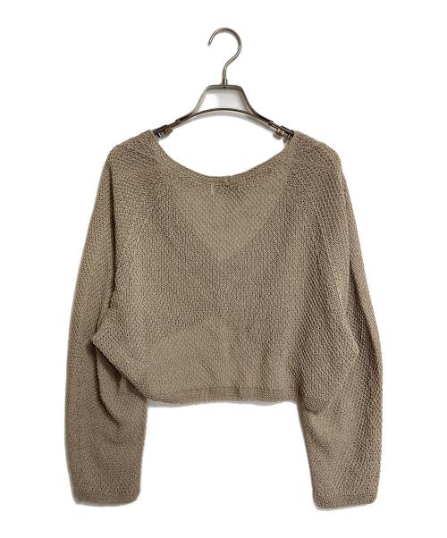 Noble（ノーブル）Noble (ノーブル) ペーパーヤーンカノコショートVネックカーディガン　ショートカーディガン　羽織り　日本製 ベージュ サイズ:実寸参照の古着・服飾アイテム