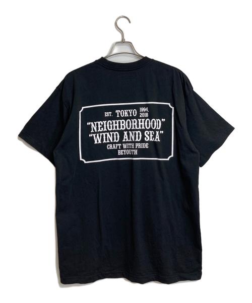 NEIGHBORHOOD SKATE（ネイバーフッドスケート）NEIGHBORHOOD SKATE (ネイバーフッドスケート) WIND AND SEA (ウィンダンシー) ロゴプリントTシャツ ブラック サイズ:XLの古着・服飾アイテム