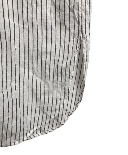 FRAMeWORK（フレームワーク）FRAMeWORK (フレームワーク) フレンチリネンシャツワンピース　ロングワンピース　マキシワンピース　ストライプ　麻 ホワイト サイズ:実寸参照の古着・服飾アイテム