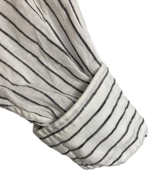 FRAMeWORK（フレームワーク）FRAMeWORK (フレームワーク) フレンチリネンシャツワンピース　ロングワンピース　マキシワンピース　ストライプ　麻 ホワイト サイズ:実寸参照の古着・服飾アイテム