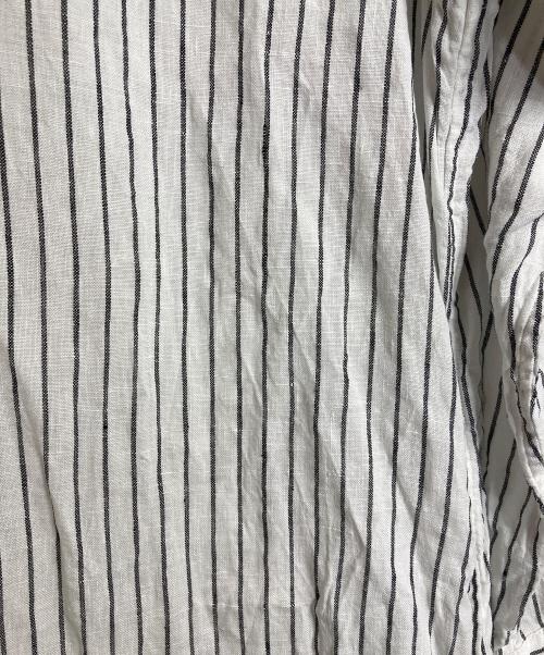 FRAMeWORK（フレームワーク）FRAMeWORK (フレームワーク) フレンチリネンシャツワンピース　ロングワンピース　マキシワンピース　ストライプ　麻 ホワイト サイズ:実寸参照の古着・服飾アイテム