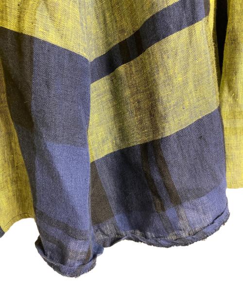 Spick and Span（スピックアンドスパン）Spick and Span (スピックアンドスパン) O'NEIL OF DUBLIN (オニールオブダブリン) リネンチェックスカート　ロングスカート　麻 イエロー×ネイビー サイズ:US6の古着・服飾アイテム