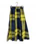 Spick and Span（スピックアンドスパン）の古着「リネンチェックスカート　ロングスカート　麻」｜イエロー×ネイビー