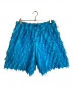 TAAKKターク）の古着「FRINGE CUT ABOVE-THE KNEE SHORTS   フリンジカットショートパンツ　ハーフパンツ　デザインパンツ　美本姓」｜ブルー