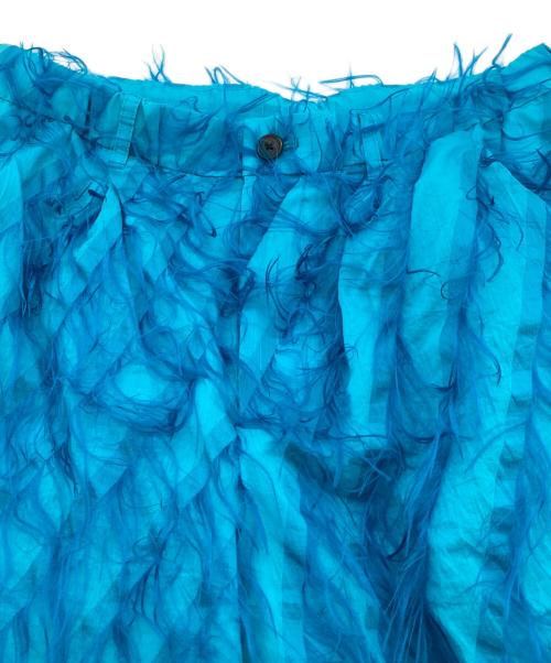 TAAKK（ターク）TAAKK (ターク) FRINGE CUT ABOVE-THE KNEE SHORTS   フリンジカットショートパンツ　ハーフパンツ　デザインパンツ　美本姓 ブルー サイズ:3の古着・服飾アイテム