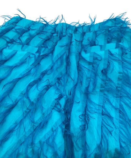 TAAKK（ターク）TAAKK (ターク) FRINGE CUT ABOVE-THE KNEE SHORTS   フリンジカットショートパンツ　ハーフパンツ　デザインパンツ　美本姓 ブルー サイズ:3の古着・服飾アイテム