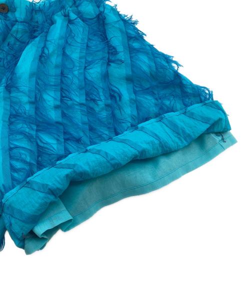 TAAKK（ターク）TAAKK (ターク) FRINGE CUT ABOVE-THE KNEE SHORTS   フリンジカットショートパンツ　ハーフパンツ　デザインパンツ　美本姓 ブルー サイズ:3の古着・服飾アイテム