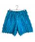 TAAKK（ターク）の古着「FRINGE CUT ABOVE-THE KNEE SHORTS   フリンジカットショートパンツ　ハーフパンツ　デザインパンツ　美本姓」｜ブルー