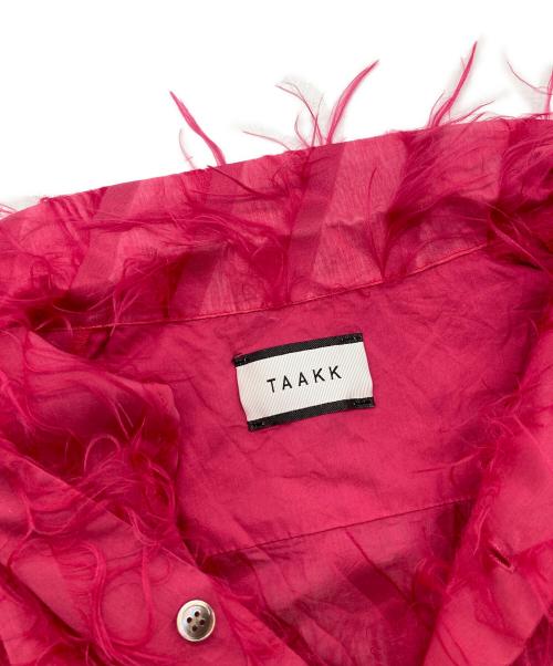 TAAKK（ターク）TAAKK (ターク) フリンジデザインシャツ TAAKK FRINGE OPEN COLLAR SHIRTS  フリンジオープンカラーシャツ  半袖シャツ　日本製 ショッキングピンク サイズ:3の古着・服飾アイテム