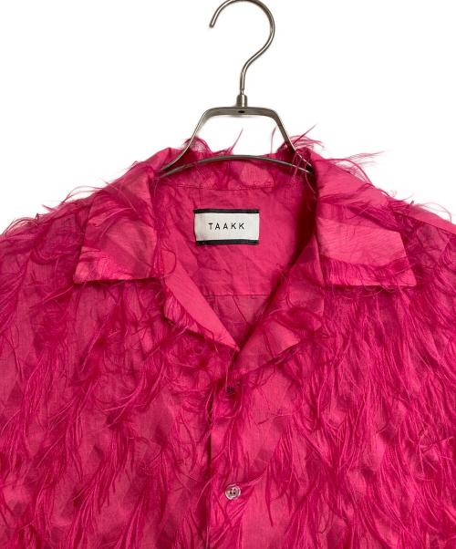 TAAKK（ターク）TAAKK (ターク) フリンジデザインシャツ TAAKK FRINGE OPEN COLLAR SHIRTS  フリンジオープンカラーシャツ  半袖シャツ　日本製 ショッキングピンク サイズ:3の古着・服飾アイテム