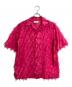 TAAKK（ターク）の古着「フリンジデザインシャツ TAAKK FRINGE OPEN COLLAR SHIRTS  フリンジオープンカラーシャツ  半袖シャツ　日本製」｜ショッキングピンク
