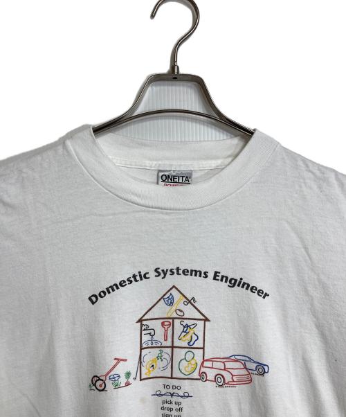 ONEITA（オニータ）ONEITA (オニータ) 【古着】90’SヴィンテージTシャツ　シングルステッチ　半袖カットソー　オーバーサイズ　Tee   90年代　USA製 ホワイト サイズ:XLの古着・服飾アイテム