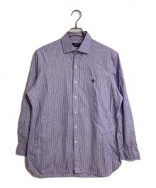 POLO RALPH LAUREN（ポロ・ラルフローレン）の古着「ストライプシャツ　長袖シャツ　ポニー刺繍」｜パープル×ホワイト