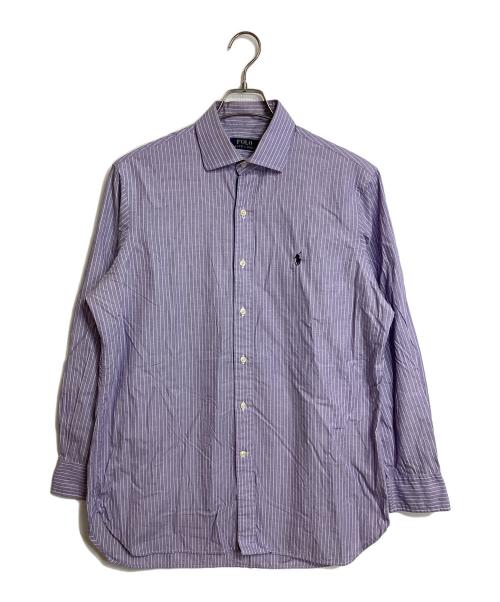 POLO RALPH LAUREN（ポロ・ラルフローレン）POLO RALPH LAUREN (ポロ・ラルフローレン) ストライプシャツ　長袖シャツ　ポニー刺繍 パープル×ホワイト サイズ:16 32/33の古着・服飾アイテム
