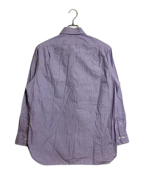 POLO RALPH LAUREN（ポロ・ラルフローレン）POLO RALPH LAUREN (ポロ・ラルフローレン) ストライプシャツ　長袖シャツ　ポニー刺繍 パープル×ホワイト サイズ:16 32/33の古着・服飾アイテム