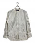 POLO RALPH LAURENポロ・ラルフローレン）の古着「ノーカラーシャツ　ストライプシャツ　長袖シャツ」｜アイボリー×ブラック