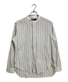 POLO RALPH LAUREN（ポロ・ラルフローレン）の古着「ノーカラーシャツ　ストライプシャツ　長袖シャツ」｜アイボリー×ブラック