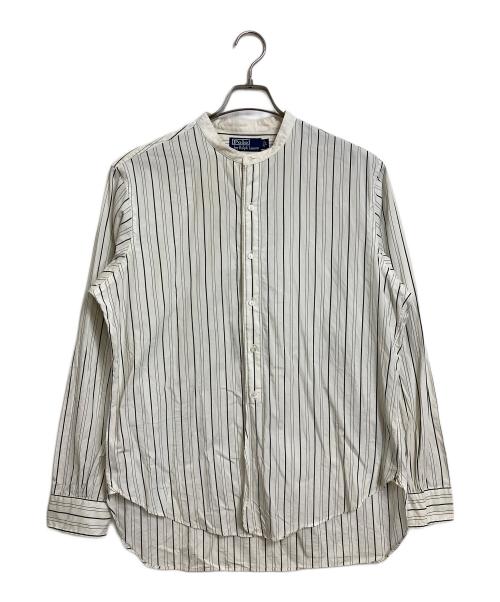 POLO RALPH LAUREN（ポロ・ラルフローレン）POLO RALPH LAUREN (ポロ・ラルフローレン) ノーカラーシャツ　ストライプシャツ　長袖シャツ アイボリー×ブラック サイズ:Lの古着・服飾アイテム