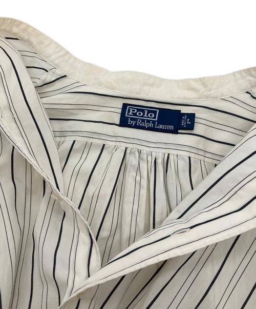 POLO RALPH LAUREN（ポロ・ラルフローレン）POLO RALPH LAUREN (ポロ・ラルフローレン) ノーカラーシャツ　ストライプシャツ　長袖シャツ アイボリー×ブラック サイズ:Lの古着・服飾アイテム