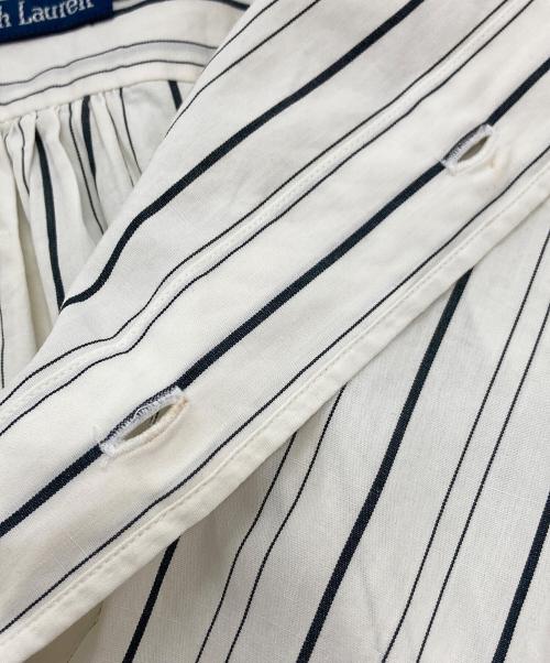POLO RALPH LAUREN（ポロ・ラルフローレン）POLO RALPH LAUREN (ポロ・ラルフローレン) ノーカラーシャツ　ストライプシャツ　長袖シャツ アイボリー×ブラック サイズ:Lの古着・服飾アイテム