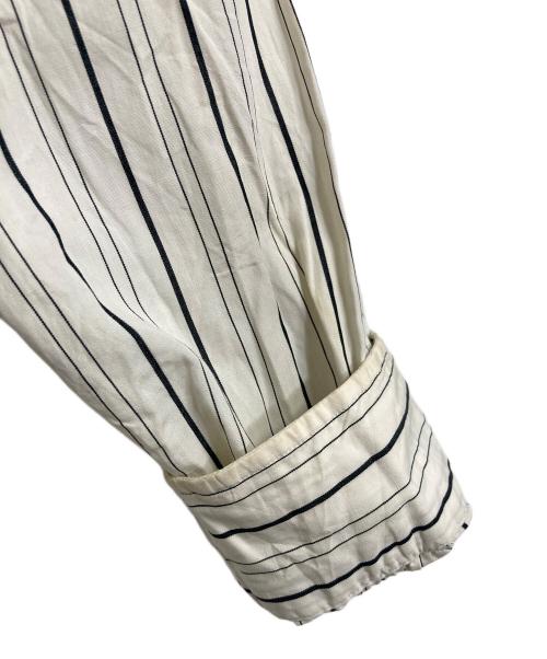 POLO RALPH LAUREN（ポロ・ラルフローレン）POLO RALPH LAUREN (ポロ・ラルフローレン) ノーカラーシャツ　ストライプシャツ　長袖シャツ アイボリー×ブラック サイズ:Lの古着・服飾アイテム