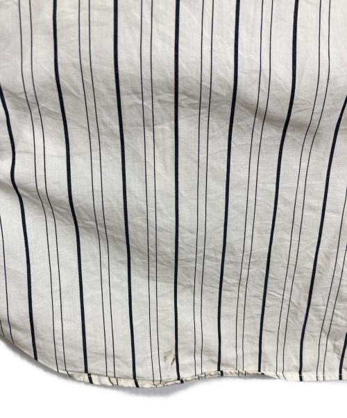 POLO RALPH LAUREN（ポロ・ラルフローレン）POLO RALPH LAUREN (ポロ・ラルフローレン) ノーカラーシャツ　ストライプシャツ　長袖シャツ アイボリー×ブラック サイズ:Lの古着・服飾アイテム