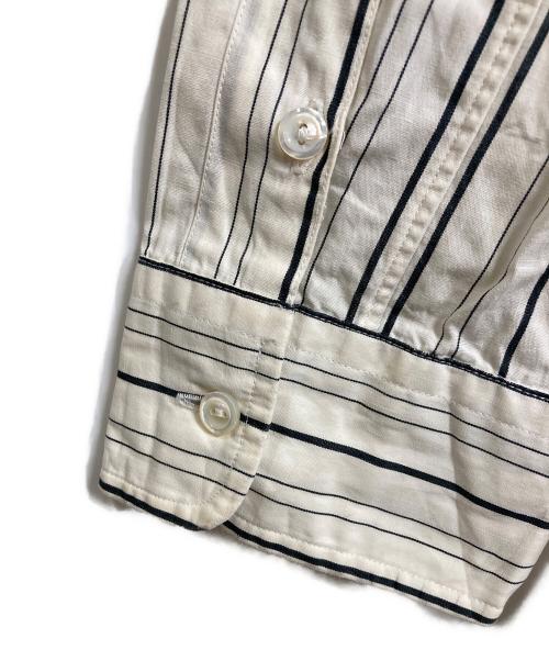 POLO RALPH LAUREN（ポロ・ラルフローレン）POLO RALPH LAUREN (ポロ・ラルフローレン) ノーカラーシャツ　ストライプシャツ　長袖シャツ アイボリー×ブラック サイズ:Lの古着・服飾アイテム