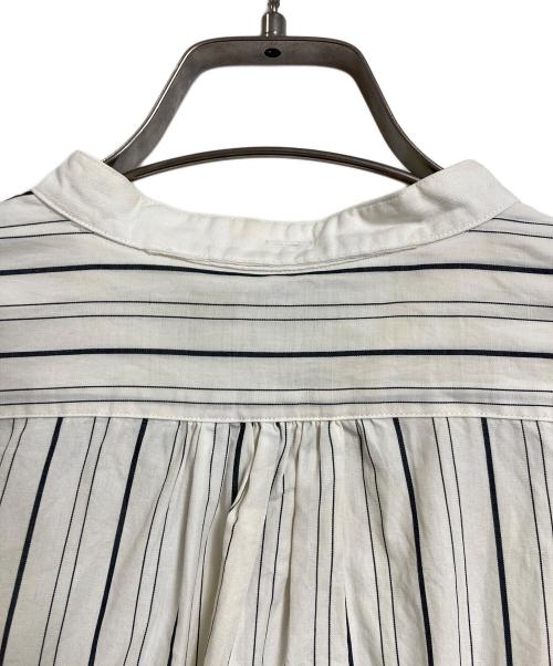 POLO RALPH LAUREN（ポロ・ラルフローレン）POLO RALPH LAUREN (ポロ・ラルフローレン) ノーカラーシャツ　ストライプシャツ　長袖シャツ アイボリー×ブラック サイズ:Lの古着・服飾アイテム