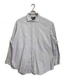 POLO RALPH LAUREN（ポロ・ラルフローレン）の古着「チェックシャツ　長袖シャツ　ポニーなし　オーバーサイズ　REGENT」｜ホワイト×ブルー
