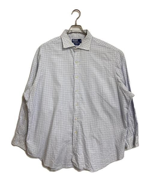 POLO RALPH LAUREN（ポロ・ラルフローレン）POLO RALPH LAUREN (ポロ・ラルフローレン) チェックシャツ　長袖シャツ　ポニーなし　オーバーサイズ　REGENT ホワイト×ブルー サイズ:18 34/35の古着・服飾アイテム