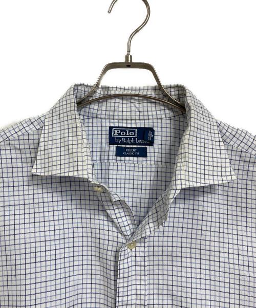 POLO RALPH LAUREN（ポロ・ラルフローレン）POLO RALPH LAUREN (ポロ・ラルフローレン) チェックシャツ　長袖シャツ　ポニーなし　オーバーサイズ　REGENT ホワイト×ブルー サイズ:18 34/35の古着・服飾アイテム
