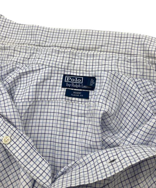 POLO RALPH LAUREN（ポロ・ラルフローレン）POLO RALPH LAUREN (ポロ・ラルフローレン) チェックシャツ　長袖シャツ　ポニーなし　オーバーサイズ　REGENT ホワイト×ブルー サイズ:18 34/35の古着・服飾アイテム