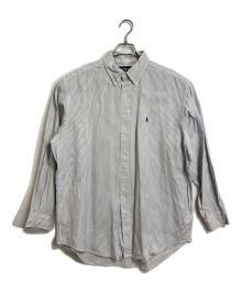 POLO RALPH LAUREN（ポロ・ラルフローレン）の古着「【古着】チェックシャツ　長袖シャツ　オーバーサイズ　ポニー刺繍」｜ホワイト×ブルー