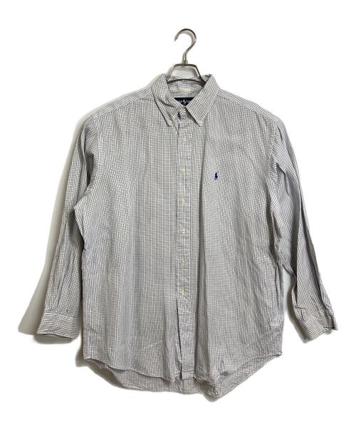 POLO RALPH LAUREN（ポロ・ラルフローレン）POLO RALPH LAUREN (ポロ・ラルフローレン) 【古着】チェックシャツ　長袖シャツ　オーバーサイズ　ポニー刺繍 ホワイト×ブルー サイズ:17 34/35の古着・服飾アイテム
