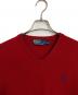 POLO RALPH LAUREN (ポロ・ラルフローレン) Vネックニット　ポニー刺繍ニット　長袖ニット　ウールニット レッド サイズ:S：5000円