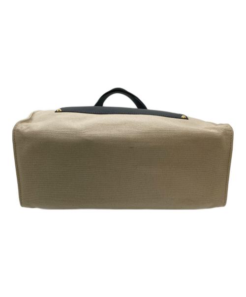 CULLNI（クルニ）CULLNI (クルニ) Leather Pocket キャンバス トートバッグ　通学 ベージュ×ブラック サイズ:実寸参照の古着・服飾アイテム