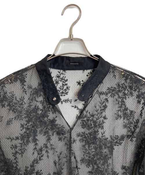 anuans（アニュアンス）anuans (アニュアンス) フラワーエンブロイダリーブラウス　レースブラウス　リボンブラウス　刺繍ブラウス　セレモニー ブラック サイズ:FREEの古着・服飾アイテム