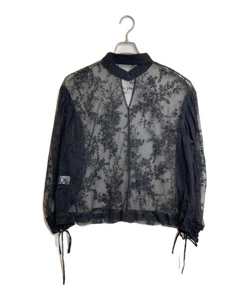 anuans（アニュアンス）anuans (アニュアンス) フラワーエンブロイダリーブラウス　レースブラウス　リボンブラウス　刺繍ブラウス　セレモニー ブラック サイズ:FREEの古着・服飾アイテム