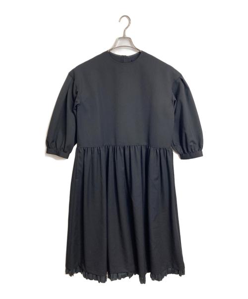 tricot COMME des GARCONS（トリココムデギャルソン）tricot COMME des GARCONS (トリココムデギャルソン) ウールフリルワンピース　ロングワンピース　フレアワンピース　半袖ワンピース ブラック サイズ:Mの古着・服飾アイテム
