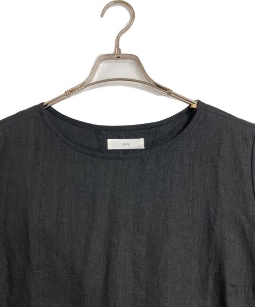 wafu（ワフー）wafu (ワフー) リネン バイカラー ストライプ ワンピース　半袖ワンピース　ロングワンピース　マキシワンピース　日本製　麻 ブラック×グレー サイズ:実寸参照の古着・服飾アイテム