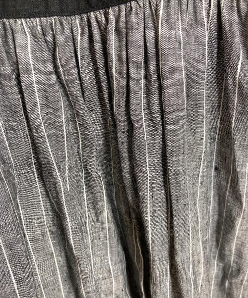 wafu（ワフー）wafu (ワフー) リネン バイカラー ストライプ ワンピース　半袖ワンピース　ロングワンピース　マキシワンピース　日本製　麻 ブラック×グレー サイズ:実寸参照の古着・服飾アイテム